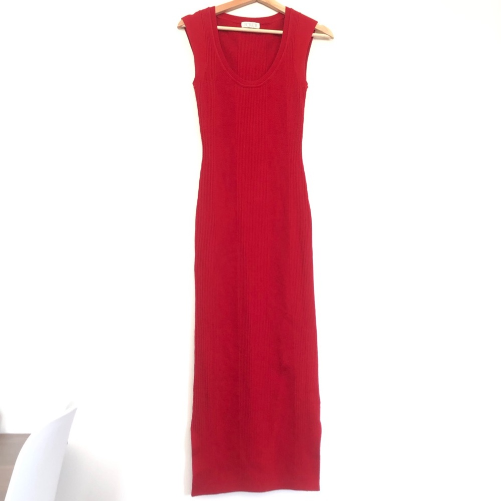 J. Crew Red Maxi Sheath sweater Dress Scoop Neck